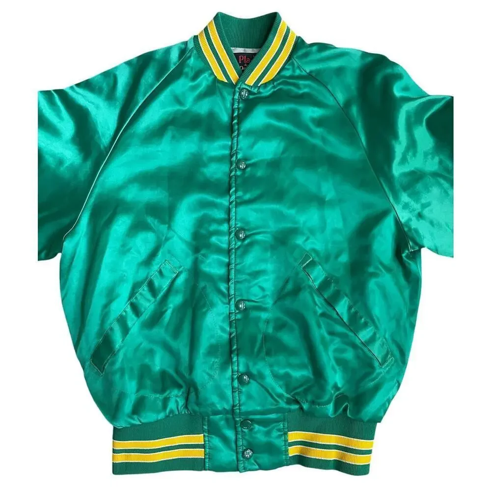 Rare Vintage Satin Varsity Oregon Marching Band Full Snap Jacket Made USA Sz M